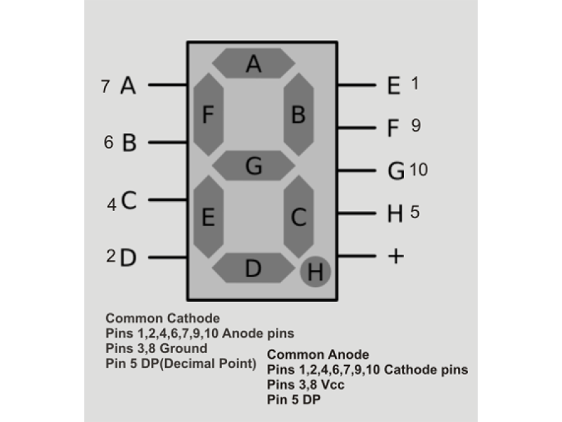 7 Segment LED Display Common Cathode for Arduino/Raspberry Pi/Robotics Pack of 5