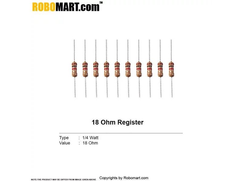 18 Ohm 1/4Watt Resistor (Pack Of 20)
