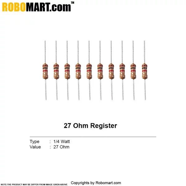 27 ohm 1/4 watt Resistor (Pack of 20)