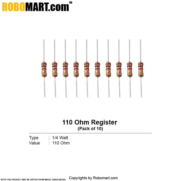 110 ohm Resistor 1/4 watt (Pack of 10)