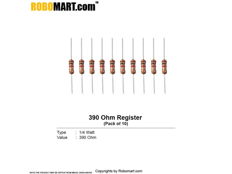 390 Ohm 1/4Watt Resistor (Pack Of 20)