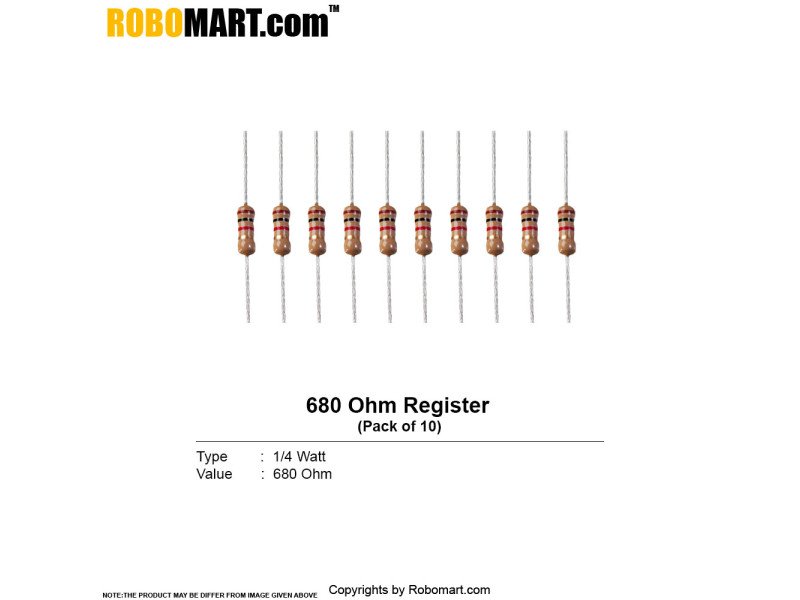 680 Ohm 1/4Watt Resistor (Pack Of 20)