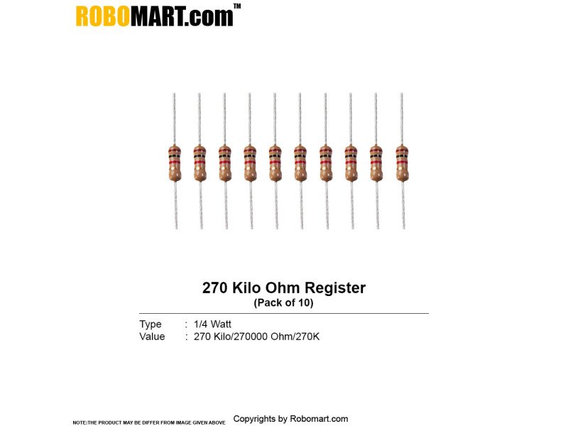 270 K Ohm 1/4Watt Resistor (Pack Of 20)