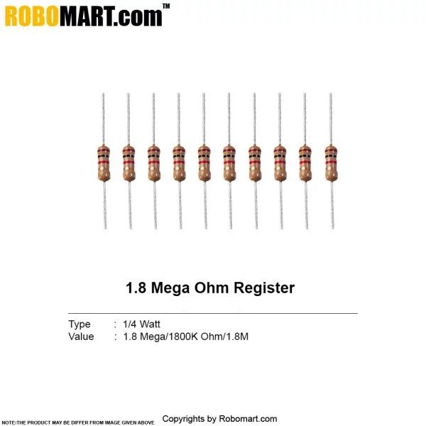 1.8 mega ohm Resistor (Pack of 20)