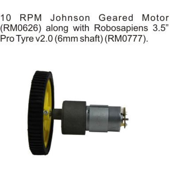 10 RPM Johnson Gear DC Motor 12V for Arduino/Raspberry-Pi/Robotics