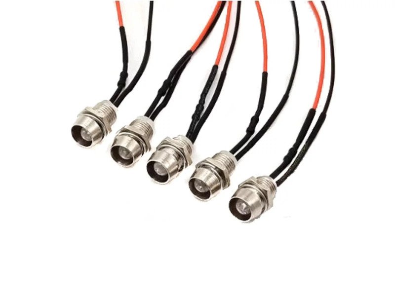 5-9V 5MM Water Clear RGB Quick Flash LED Metal Indicator Light with Wire (Pack of 5)