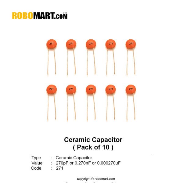 270pF (271pF) Ceramic Capacitor (Pack of 10)