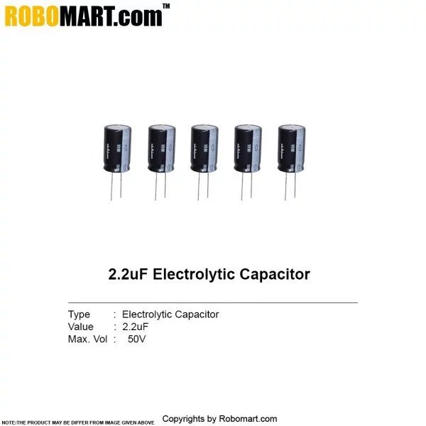 2.2µF 50v Electrolytic Capacitor (Pack of 10)