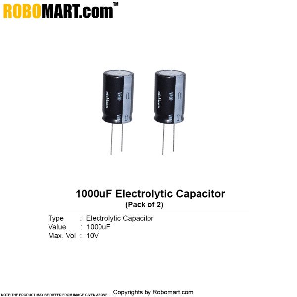 1000μF 10v Electrolytic Capacitor (Pack of 2)