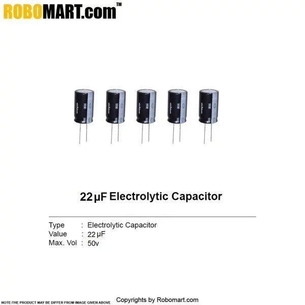 22µF 50v Electrolytic Capacitor (Pack of 10)