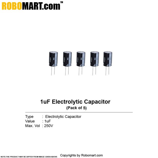1µF 250v Electrolytic Capacitor (Pack of 5)