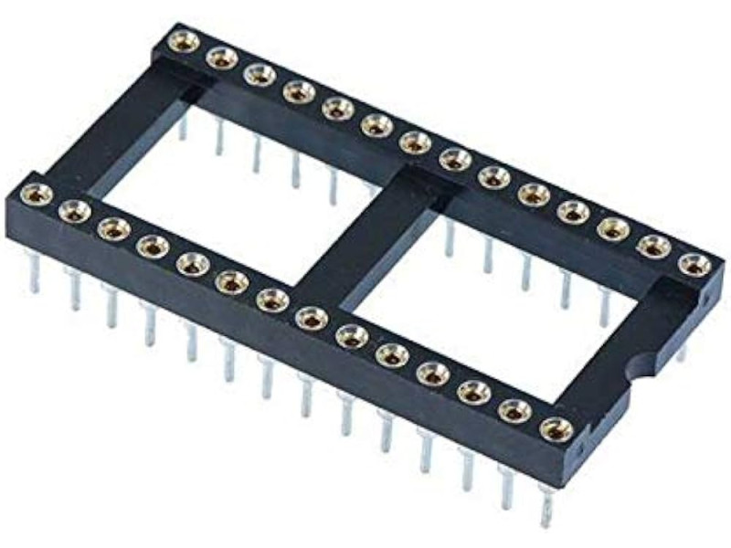 28 Pin Machined IC Base/Socket - Wide (Round Holes)