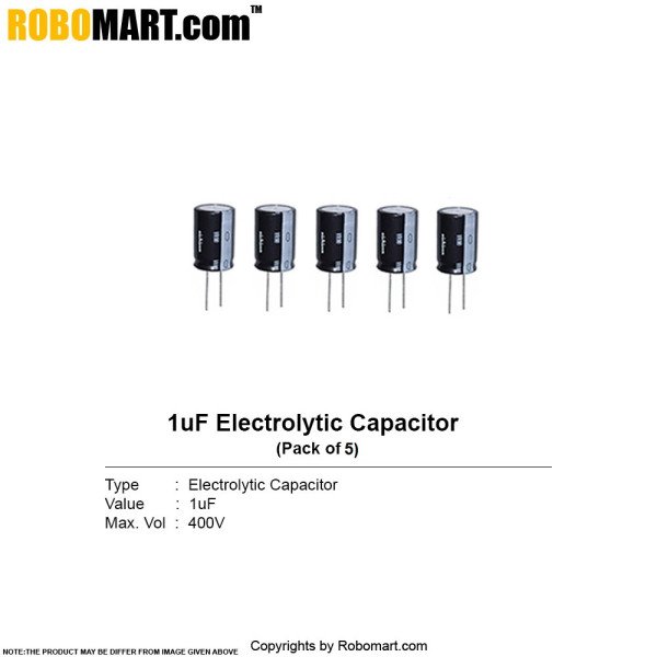 1µF 400v Electrolytic Capacitor (Pack of 5)