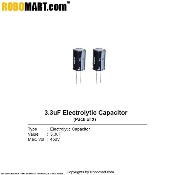 3.3 µF 450v Electrolytic Through Hole Capacitor (Pack of 5)