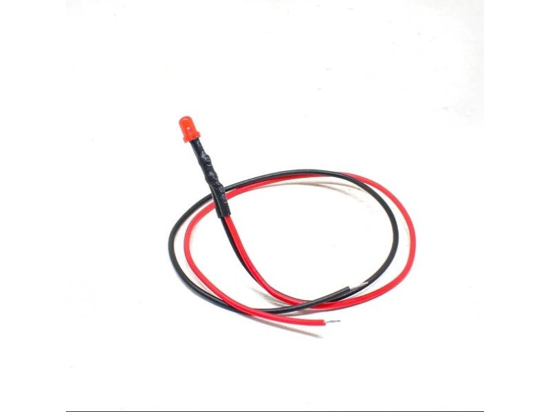5-9V 3MM Red LED Indicator Light with 20CM Cable (Pack of 5)