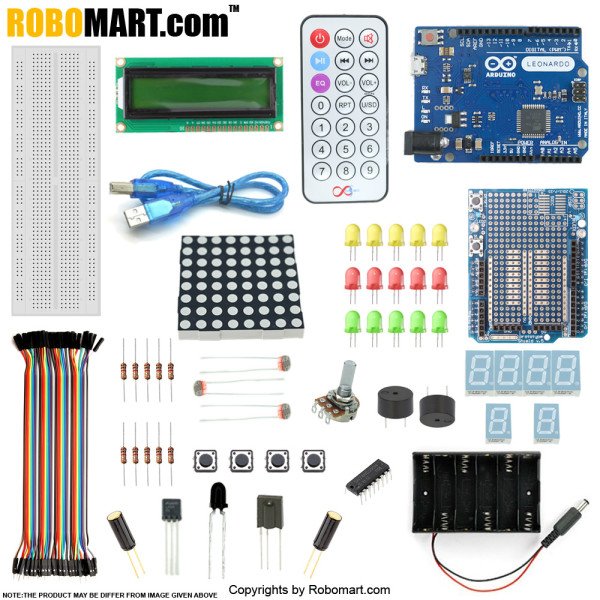 Leonardo R3 1602 Lcd Starter Kit With 17 Basic Arduino Project