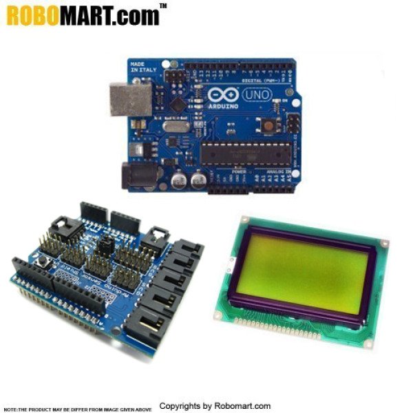 Robomart UNO +Sensor Shield V4 Module + LCD2004