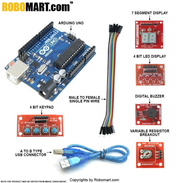 Arduino Workshop Kit using Arduino Uno with Atmega 328 for all workshop companies/college clubs/entrepreneurs (Standard Kit)