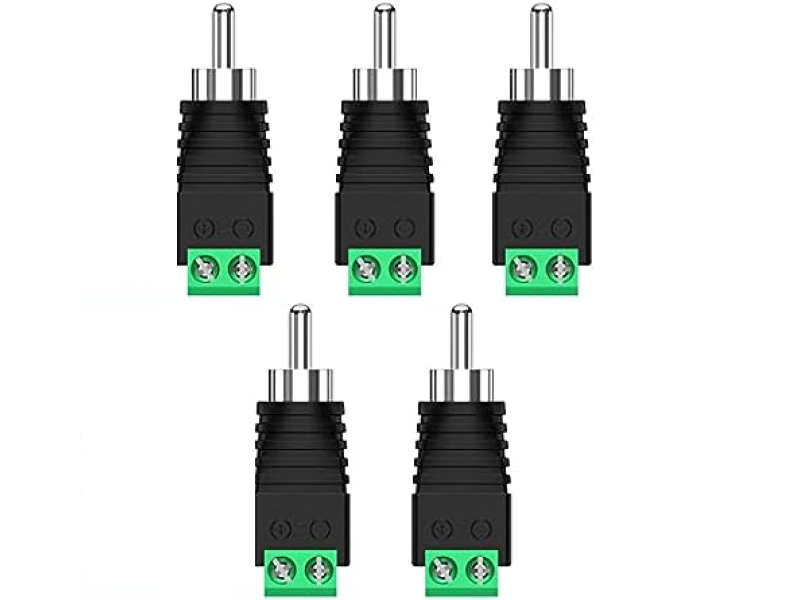 RCA Male Plug Solderless Converter Audio/Video Speaker Wire Connectors Solderless Adapter (Pack of 2)