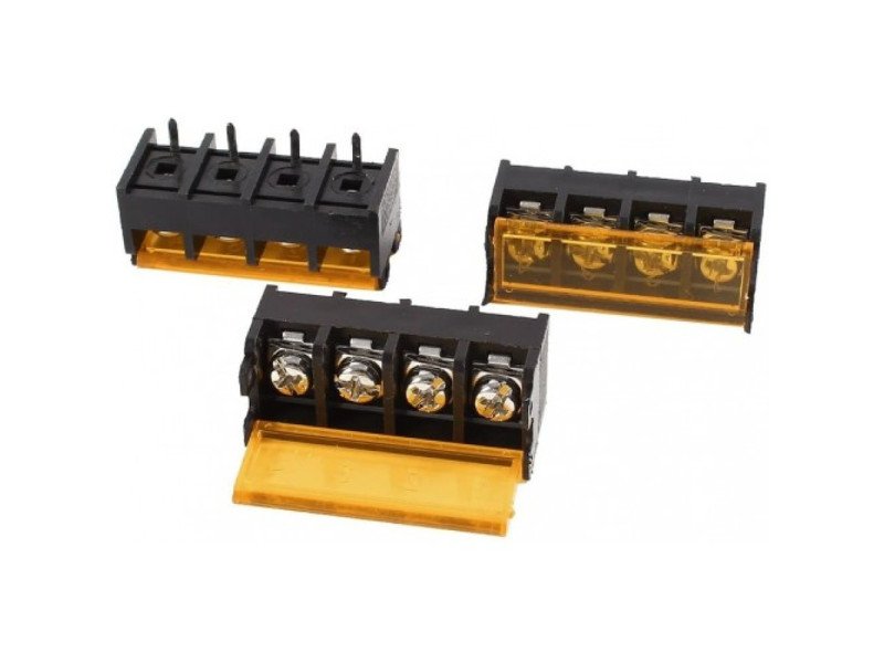 4 Pin Barrier Terminal Block Connector with Flap Cover Lid – 9.5 mm (Pack of 2)