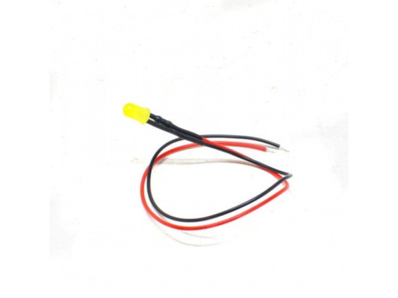 5-9V 8MM Yellow LED Indicator Light with Cable (Pack of 5)