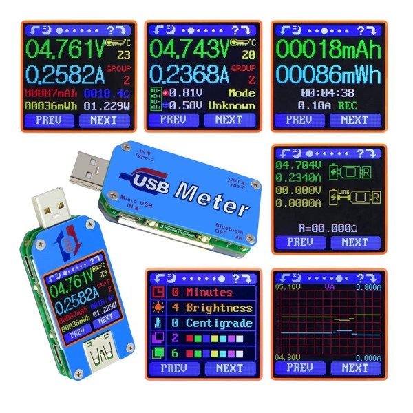 RD UM25 for APP USB 2.0 Type-C LCD Voltmeter Ammeter Voltage Current Meter Battery Charge USB Tester （Without Communication Version）