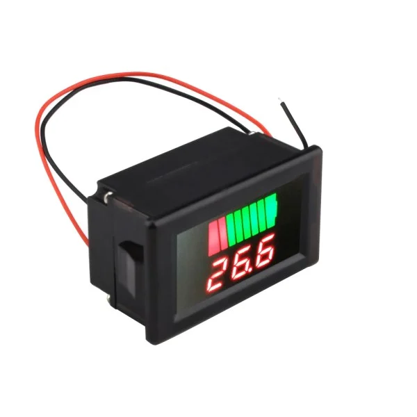 Red 12-60V Dual Display Waterproof Voltage Electricity Meter