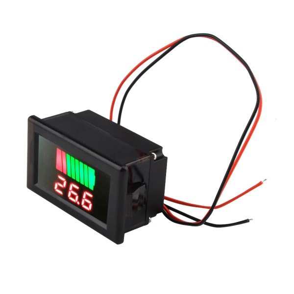 Red 12-60V Dual Display Waterproof Voltage Electricity Meter