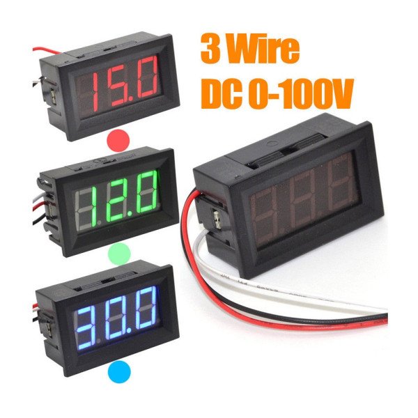 0.56inch 0-100V Three Wire LED Display Digital DC Voltmeter-BLUE