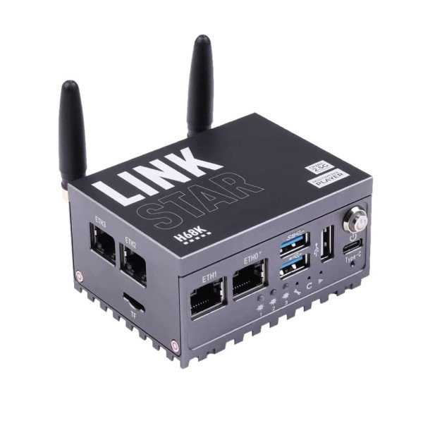 LinkStar-H68K-1432 Router with Wi-Fi 6, 4GB RAM & 32GB eMMC, dual-2.5G & dual-1G Ethernet, 4K output, Pre-installed Android 11, Lubuntu 20.04 & OpenWRT support, Home Assistant