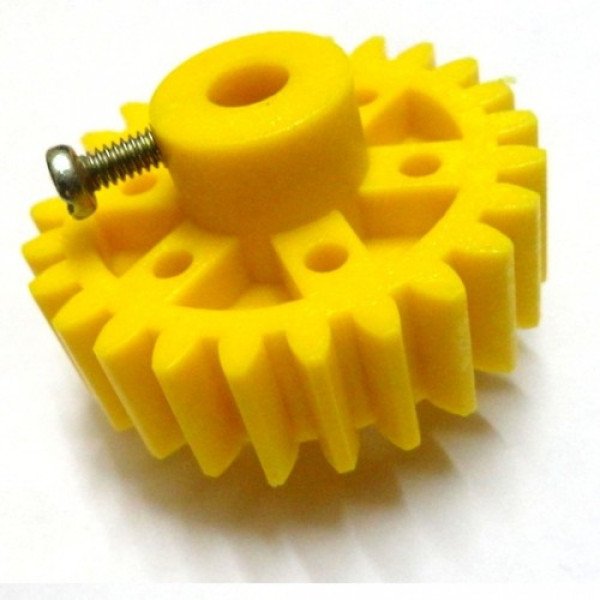 15 Teeth 25mm Plastic Spur Gear 6mm Shaft (Yellow)