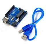 Uno R3 compatible with Arduino + Cable + Transparent acrylic case for Uno R3