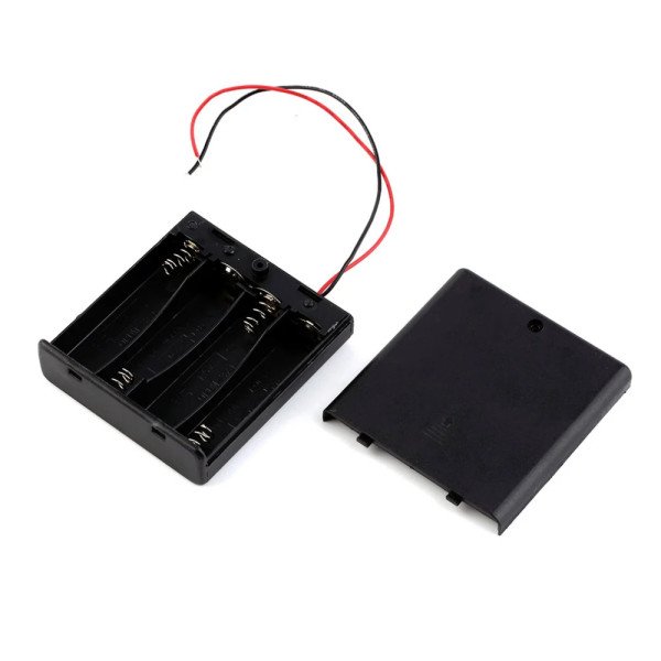 Black Plastic Storage Box Case Holder For Battery 4 X AA Cell Box with On/Off Switch
