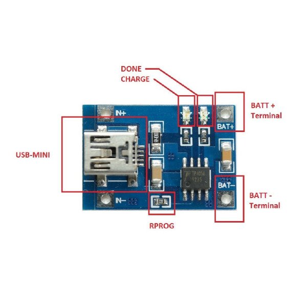 TP4056 1A Li-ion lithium Battery Charging Module - Mini USB