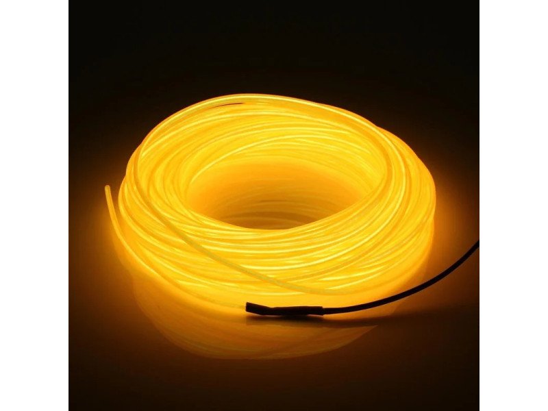5M Neon Light Dance Party Decor Light Neon LED Lamp Flexible EL Wire Rope Tube Waterproof LED Strip – Only EL Wire -YELLOW