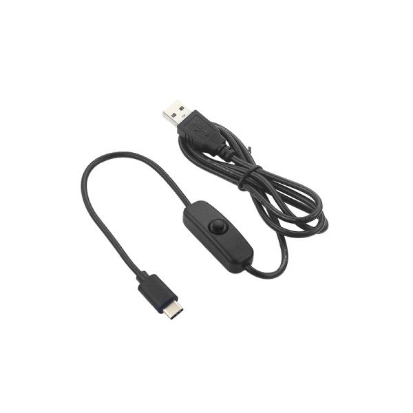 5V 3A USB to Type C Cable With ON/OFF Switch Power Control for Raspberry Pi 4B (1.5 Meters Black)