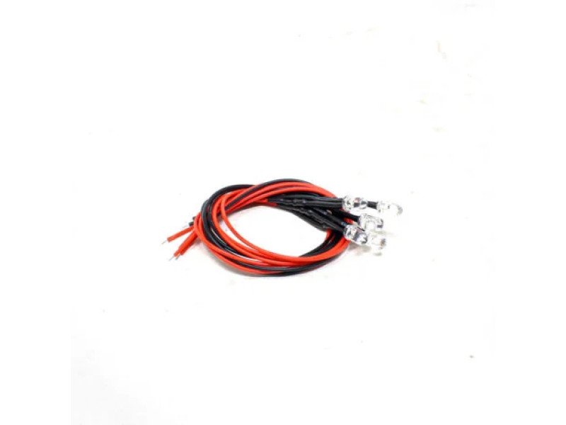 5-9V 5MM Red Clear Transparent LED Indicator Light with Cable (Pack of 5)
