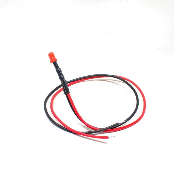3V 3MM Red LED Indicator Light with 20CM Cable (Pack of 5)