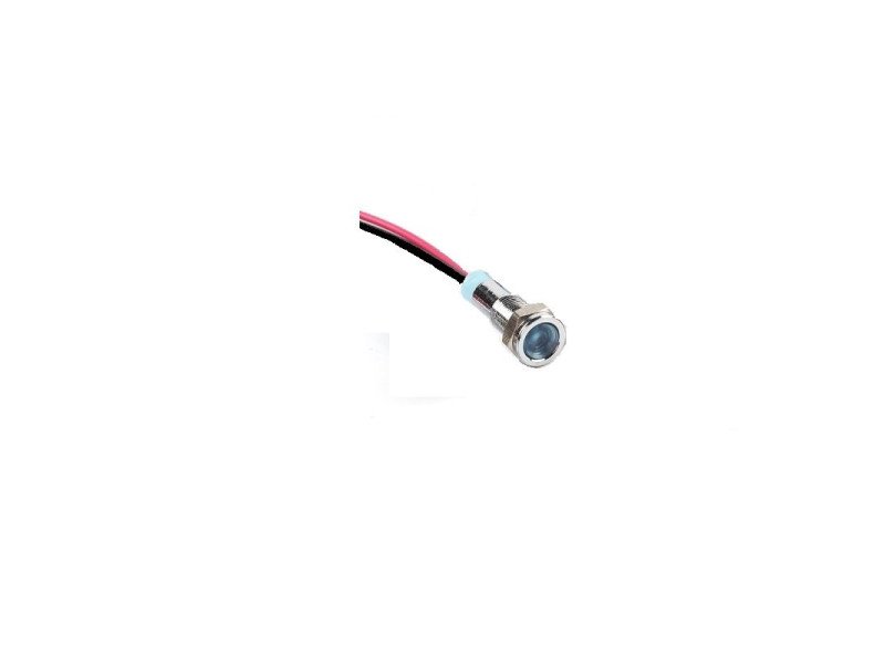 Blue 10-24V 8mm LED Metal Indicator Light with 15CM Cable
