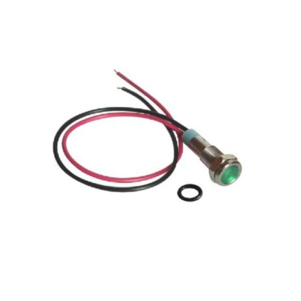 Green 3-9V 8mm LED Metal Indicator Light with 15CM Cable