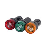 Green AC/DC12V 16mm AD16-16SM LED Signal Indicator Built-in Buzzer
