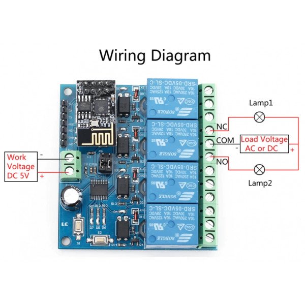 ESP8266 ESP-01 5V 4-Channels WiFi Relay Module for Home Remote Control Switch