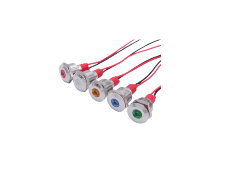 Yellow 10-24V 8mm LED Metal Indicator Light with 15CM Cable