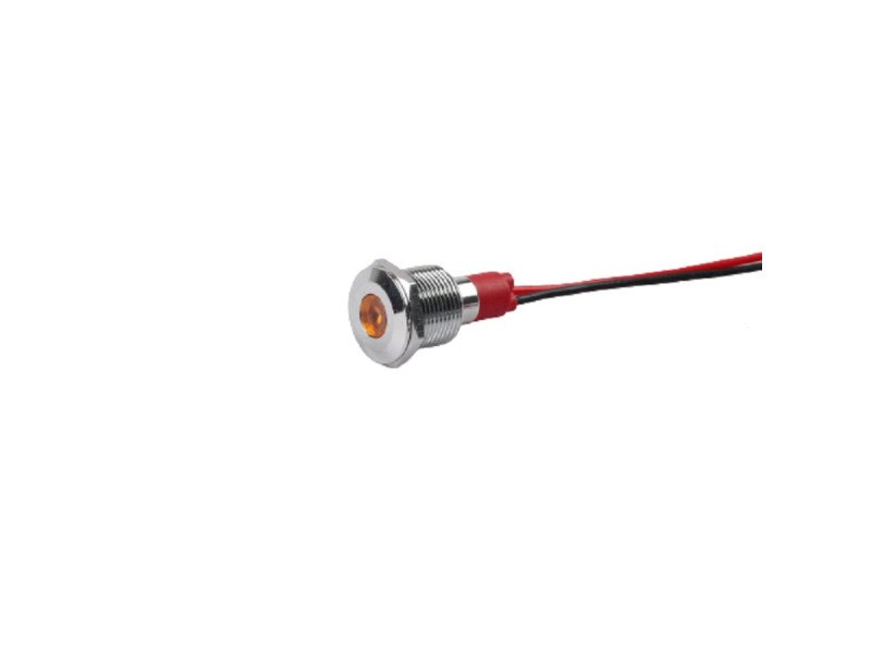 Yellow 3-9V 12mm LED Metal Indicator Light with 15CM Cable