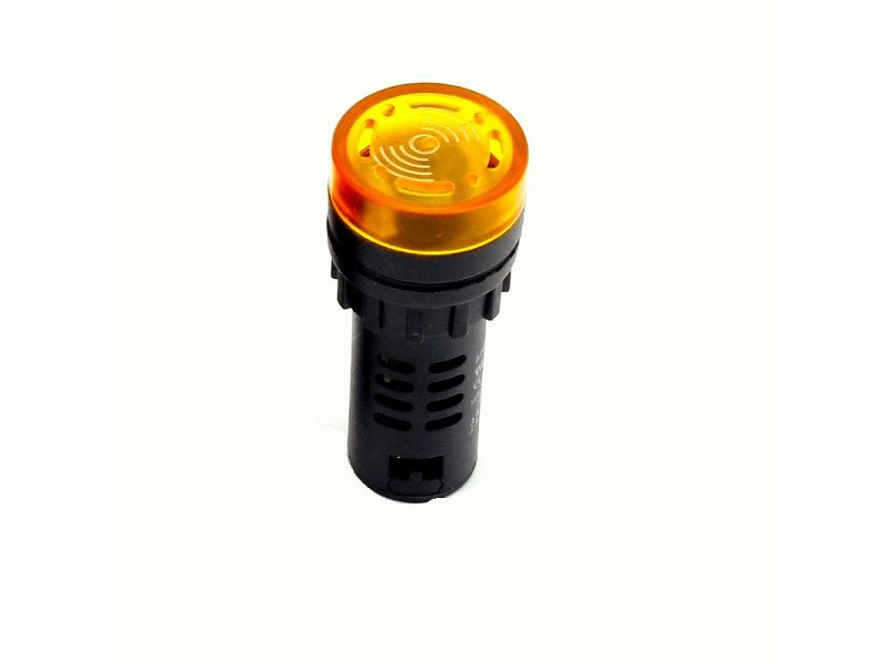 Yellow AC/DC12V 22mm AD16-22SM LED Signal Indicator Built-in Buzzer