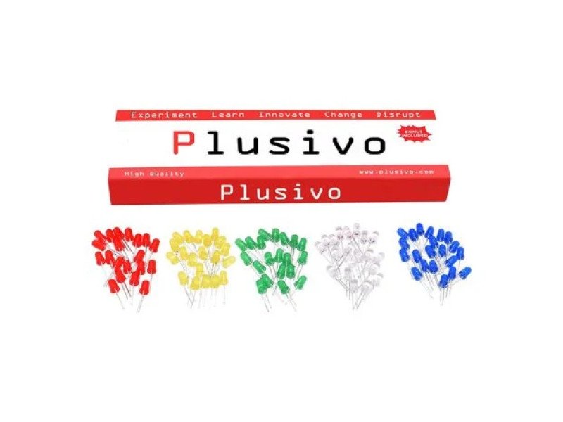 Plusivo 3mm and 5mm Diffused LED Assortment Kit with Bonus Resistor Pack