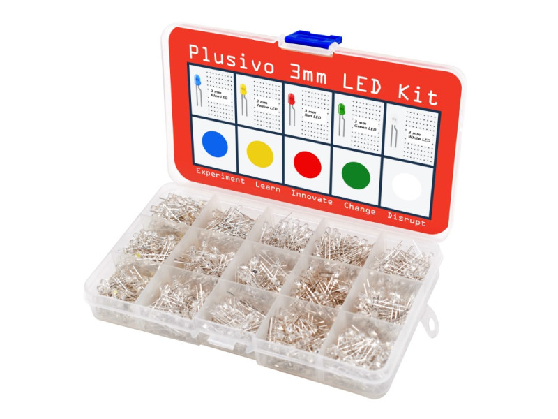 Plusivo 3mm Clear Lens LED Assortment Kit with Bonus Resistor Pack led