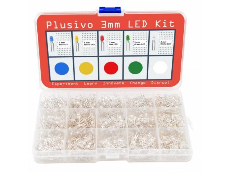 Plusivo 3mm Clear Lens LED Assortment Kit with Bonus Resistor Pack led