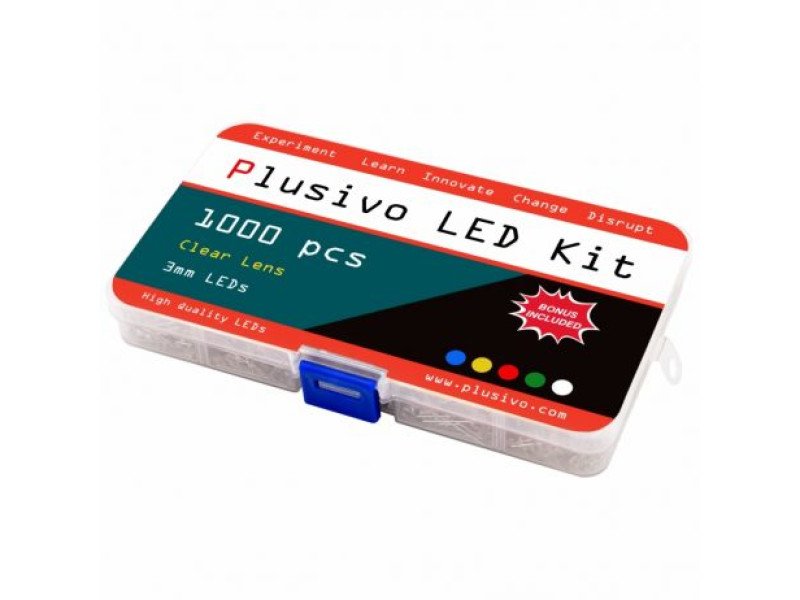 Plusivo 3mm Clear Lens LED Assortment Kit with Bonus Resistor Pack led