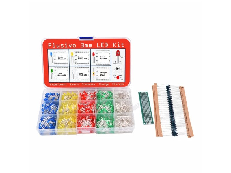 Plusivo 3mm Diffused LED Diode Assortment Kit